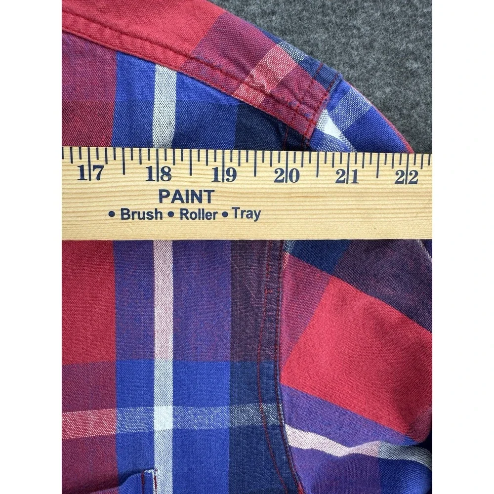 VTG 90s American‎ Eagle Men's Sz M Denim Button-Up Shirt Plaid Cotton Grunge Y2K